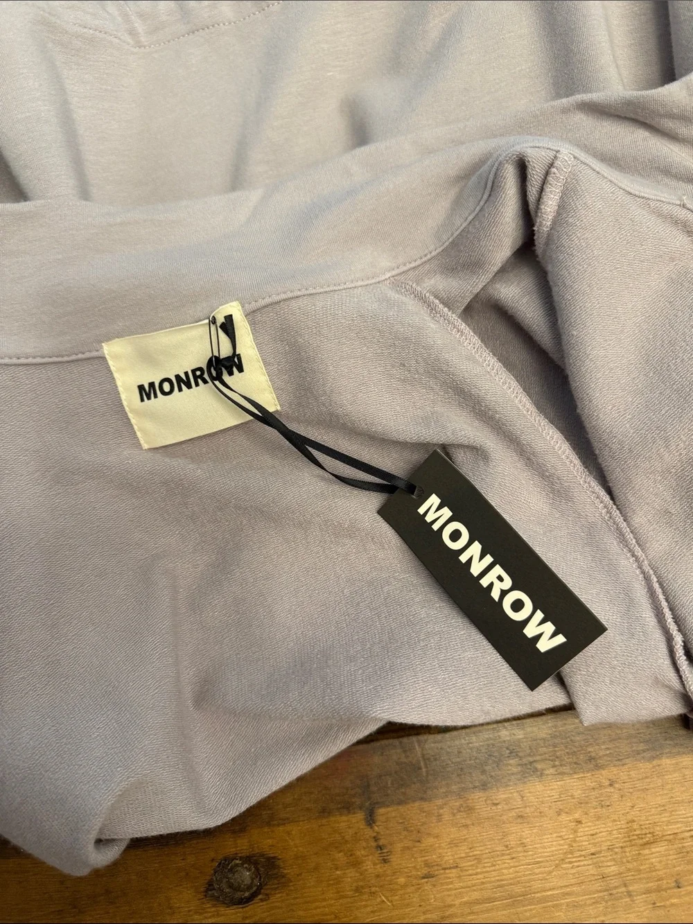 Monrow Lavender Crewneck Zip Jacket  Medium NWT